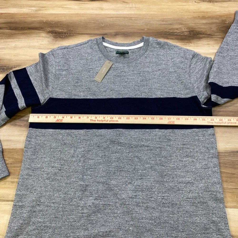 J.Crew Rugby Sweatshirt Mens M Heritage 100% Cotton Grey Navy Stripe New